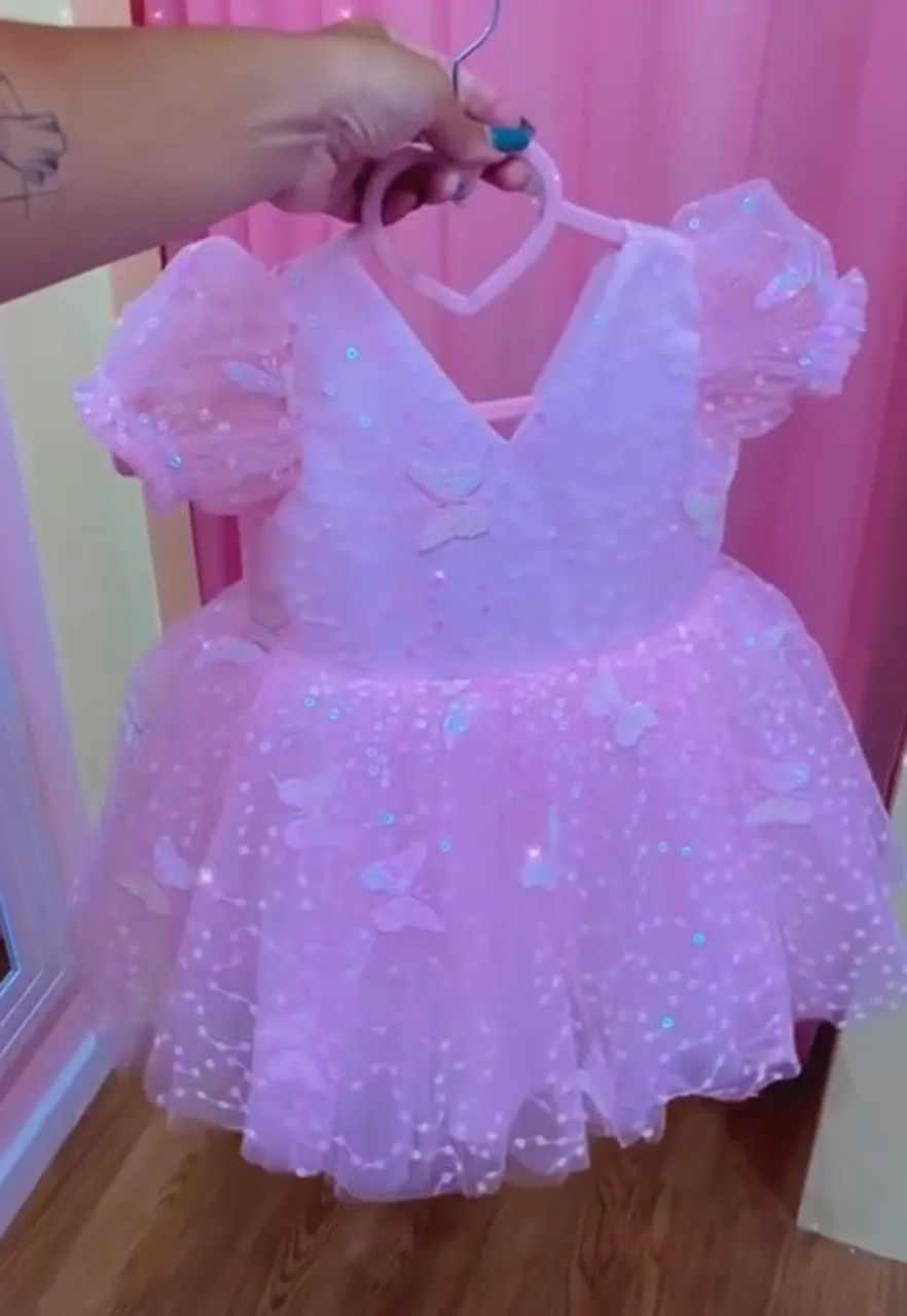 Vestido Rosa em tule bordado - Foto 2