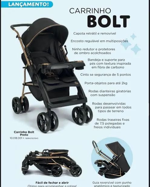 Carrinho de Bebê Bolt - Semi Novo   - Foto 2