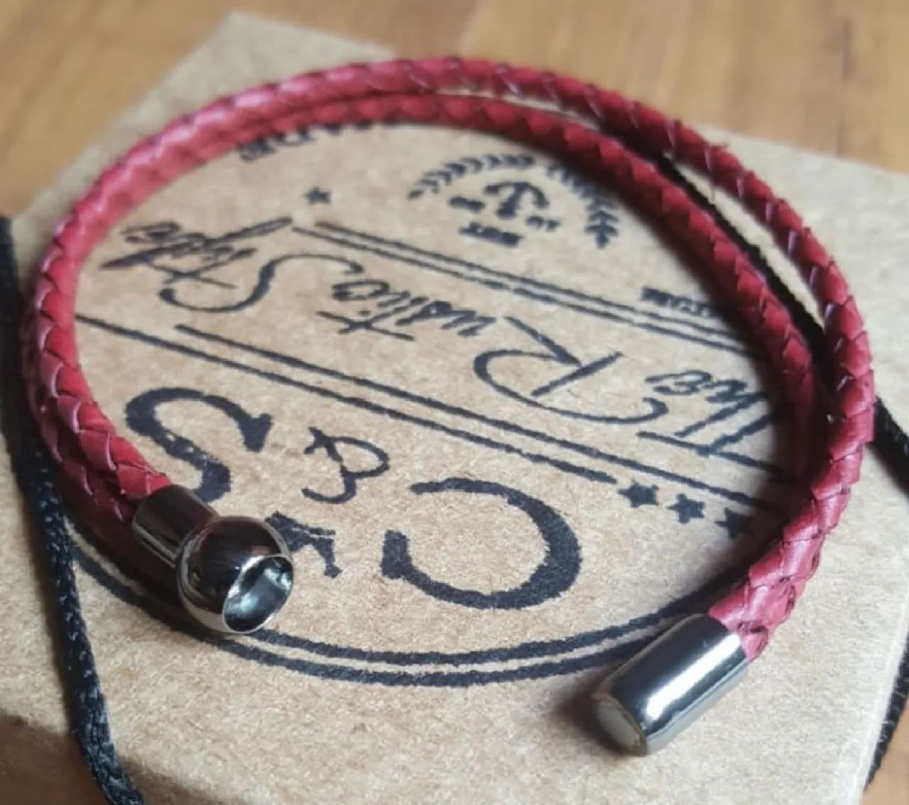 Pulseira de couro trançado rosa - Foto 3
