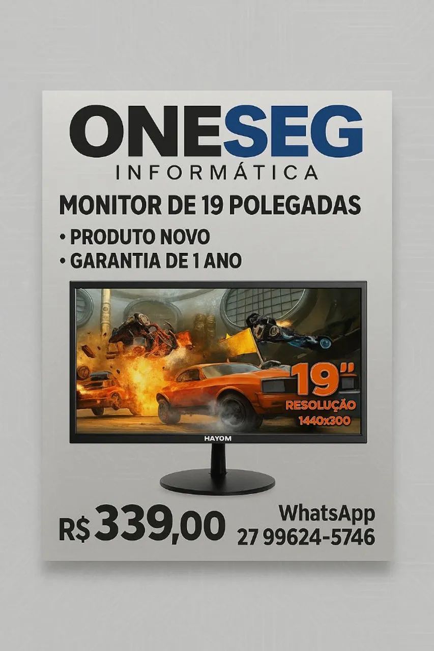 Monitor Hayom 19 polegadas. Produto Novo. Garantia de 1 Ano