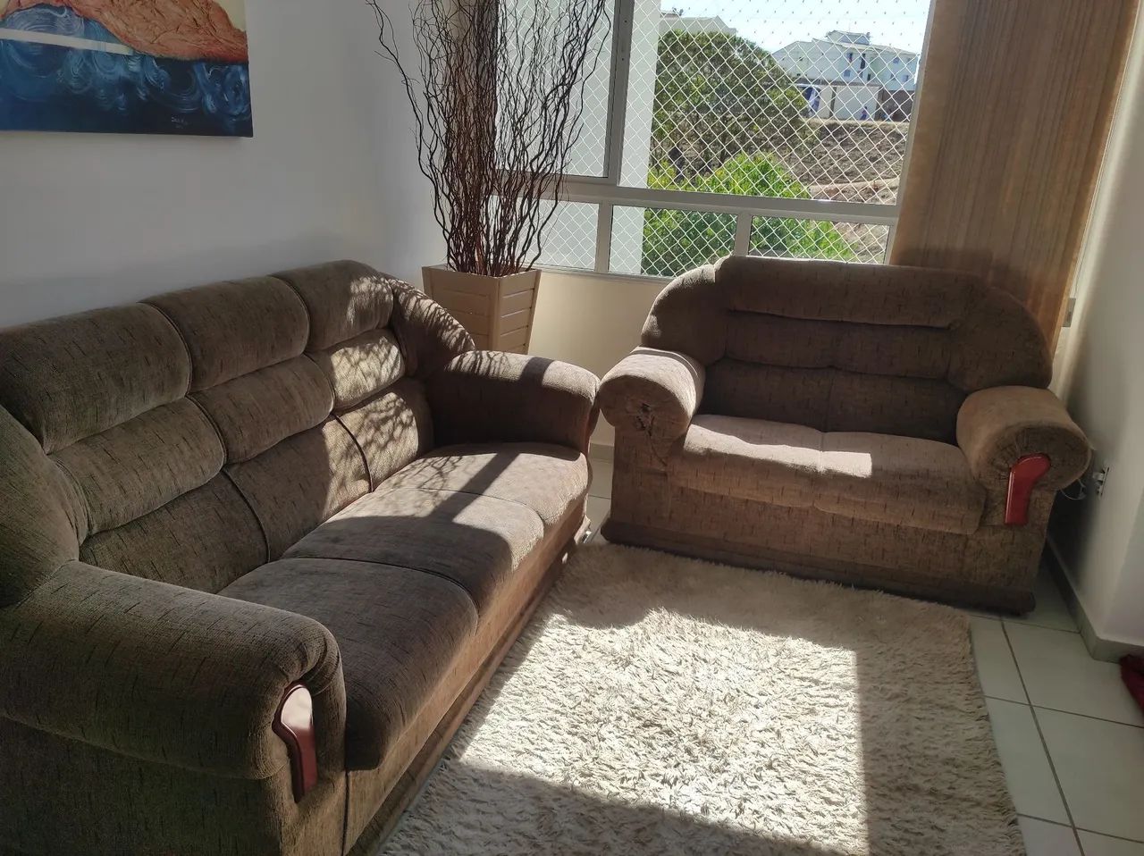 Conjunto de Sofá 3 Lugares e Poltrona