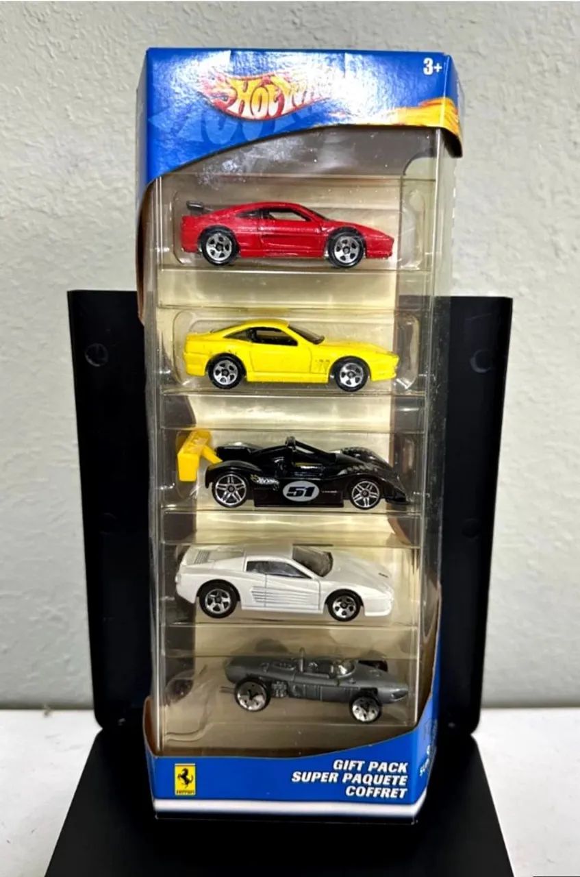 Conjunto raro de 5 carrinhos Hot Wheels Ferrari de 2003, lacrado e