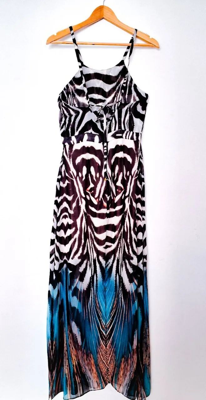 vestido longo estampado com renda ilícito - Foto 2
