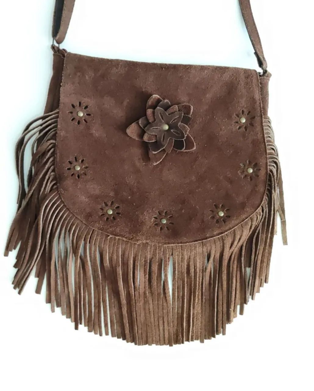 Bolsa de Ombro marrom com franjas