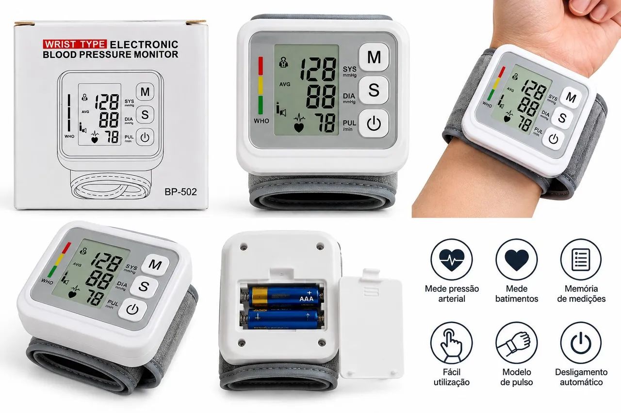 Medidor de Pressão Arterial Digital de Pulso BP-502 Automático - Foto 3