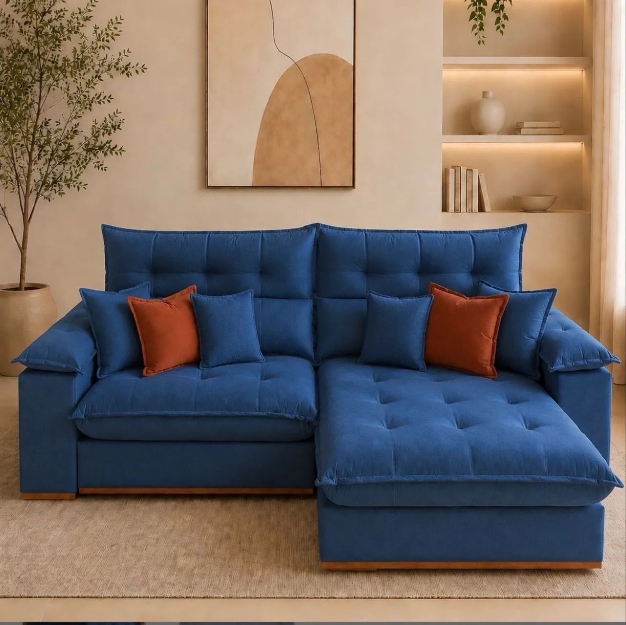 Sofá Retrátil e Reclinável Capri 2,50 m Azul