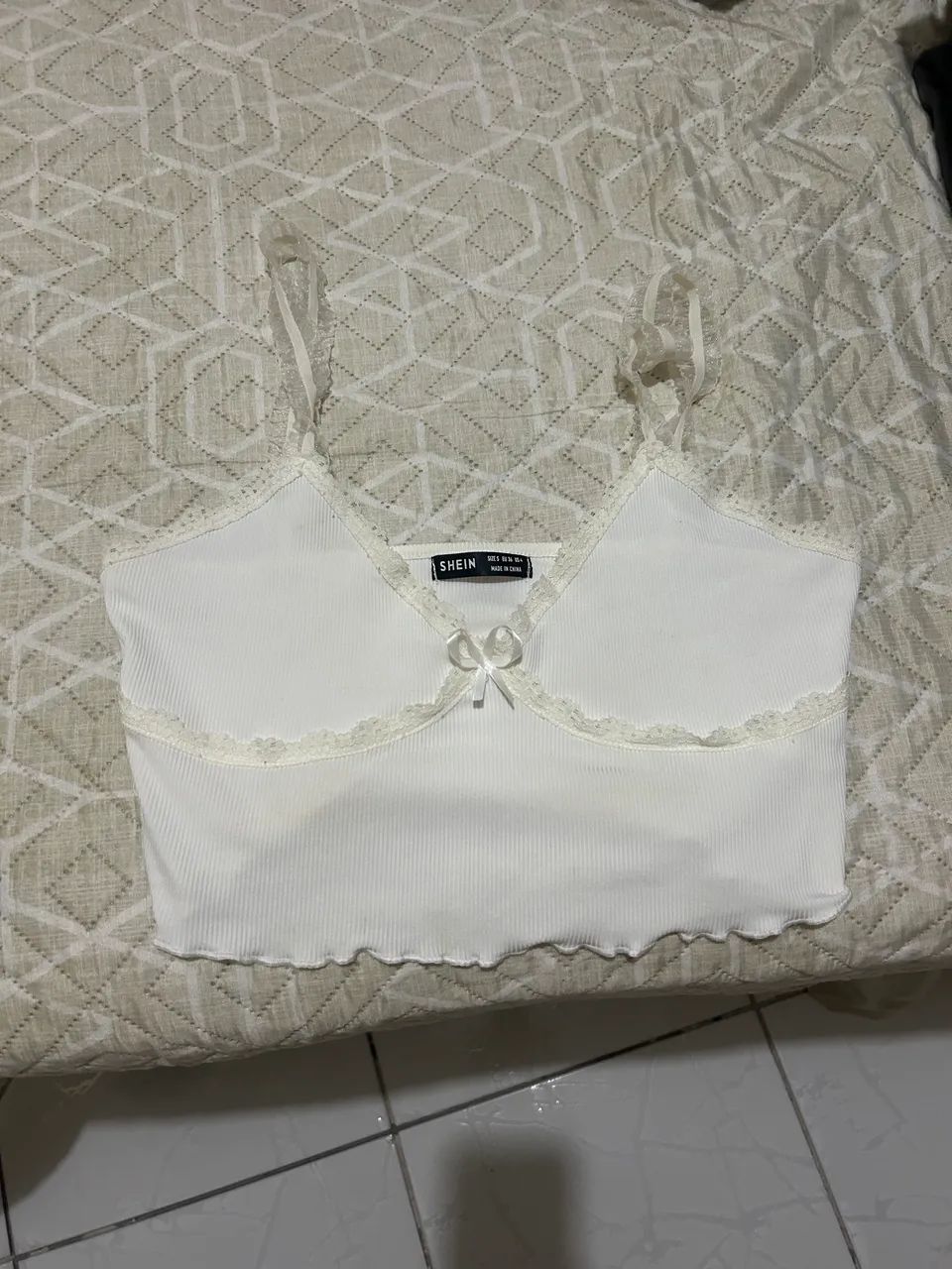 Blusa Coquette Branca Rendada