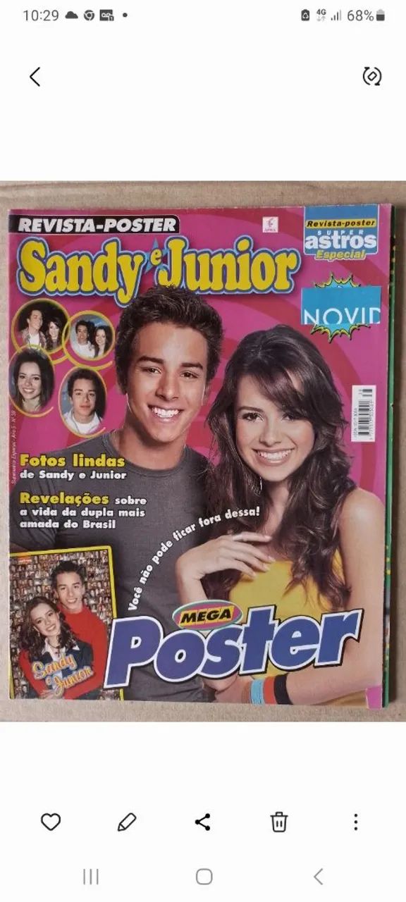 Revistas Pôster Sandy e Júnior e Brad Pitt 