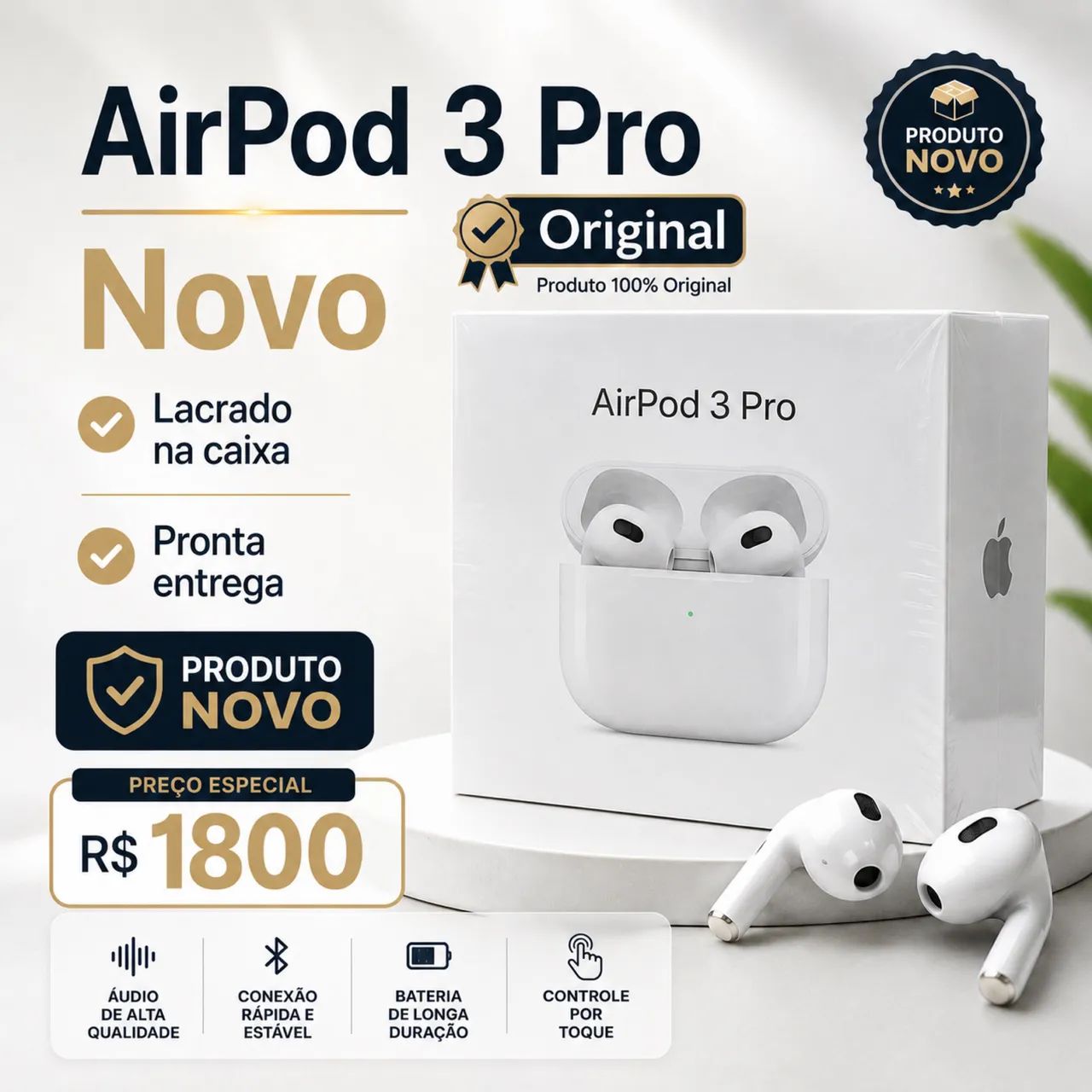 家電 AirPods Pro Apple AirPod Pro 3 - Original - Fones de Ouvido - Planalto