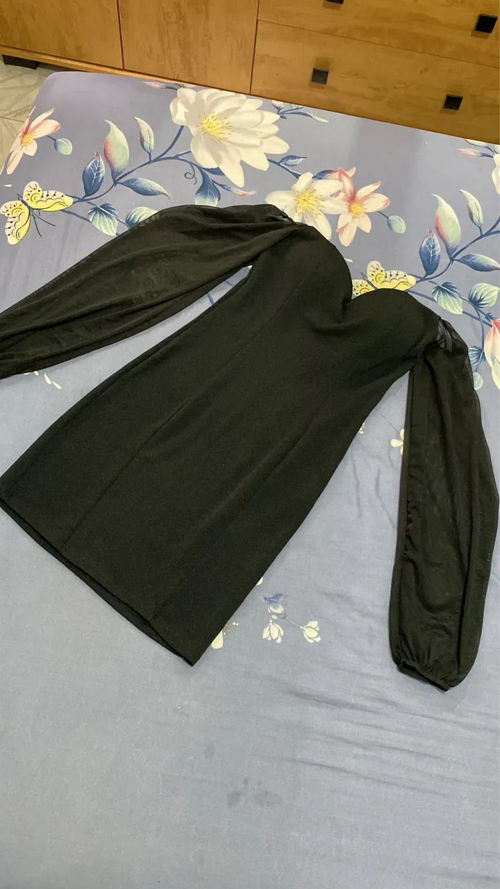 Vestido preto Tomara que caia, com alça em tela , G