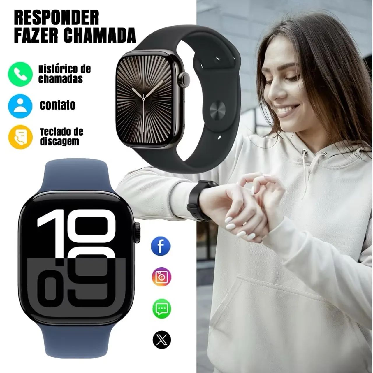  Smartwatch S10 Pro Série 10 - Bluetooth, Chamadas, GPS e ChatGPT 2 Pulseiras - Foto 4