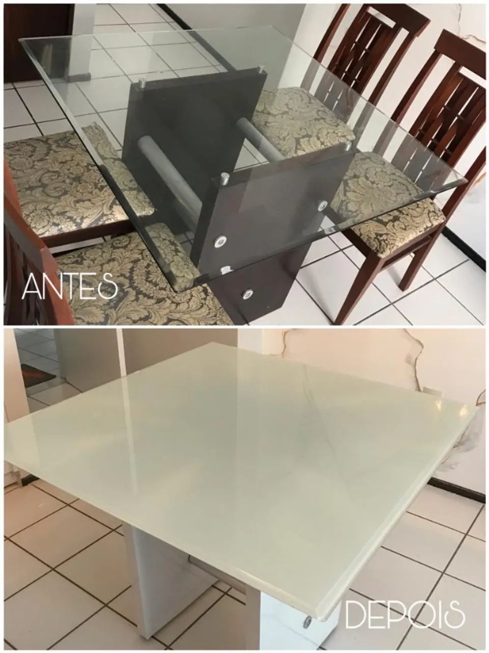 Mesa de vidro com efeito laqueado -  Serviço de Envelopamento em Fortaleza - Foto 4