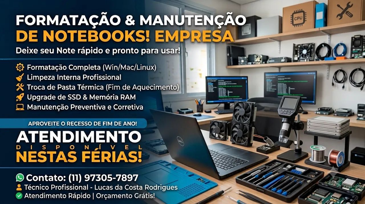 Formatação de Notebook, Limpeza e Upgrade de SSD
