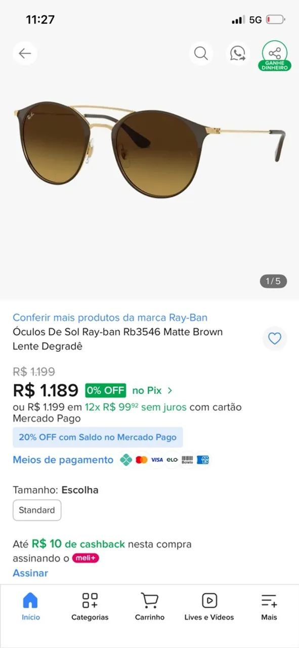 Ray-Ban Mirrored Square Unisex Sunglasses - Foto 4