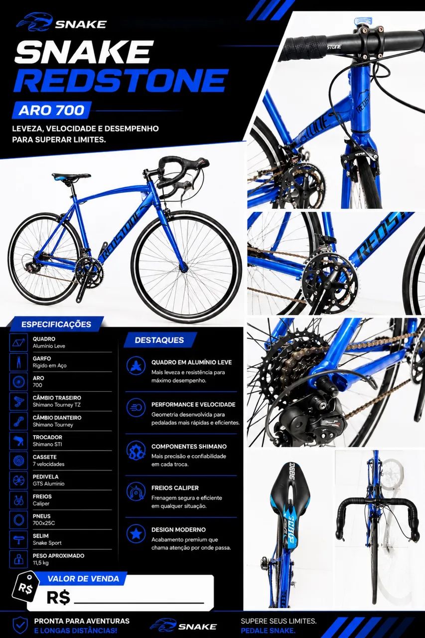 Bicicleta Speed Snake Redstone Aro 700 - NOVA, nunca usada!