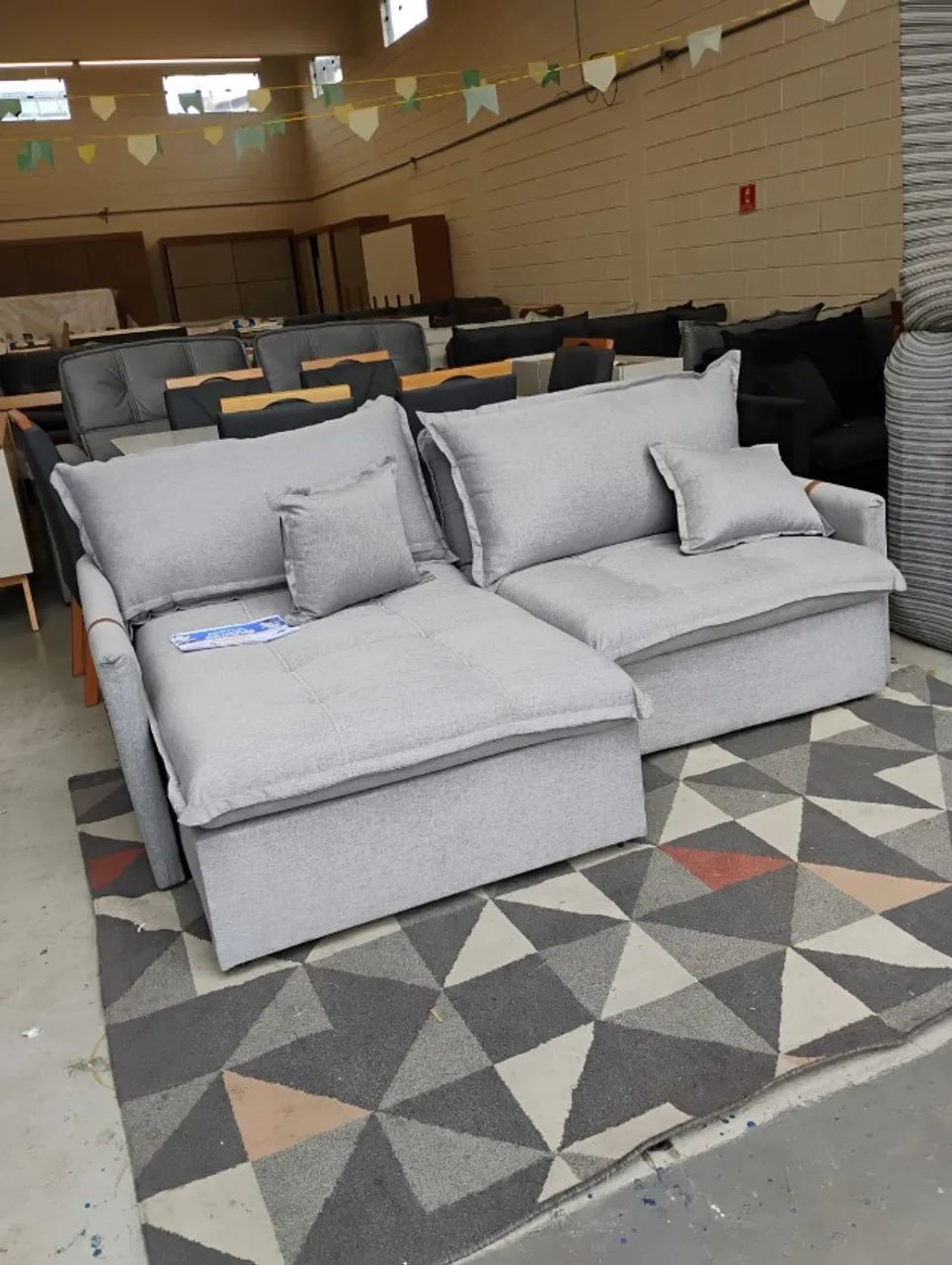 Sofá linho cinza 1,90m 3 lugares