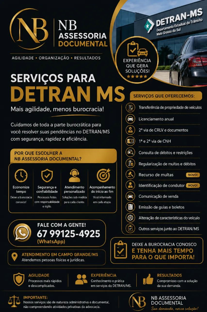 Serviços no DETRAN MS | Recursos de Multas | Identificação de Condutor Transferência 