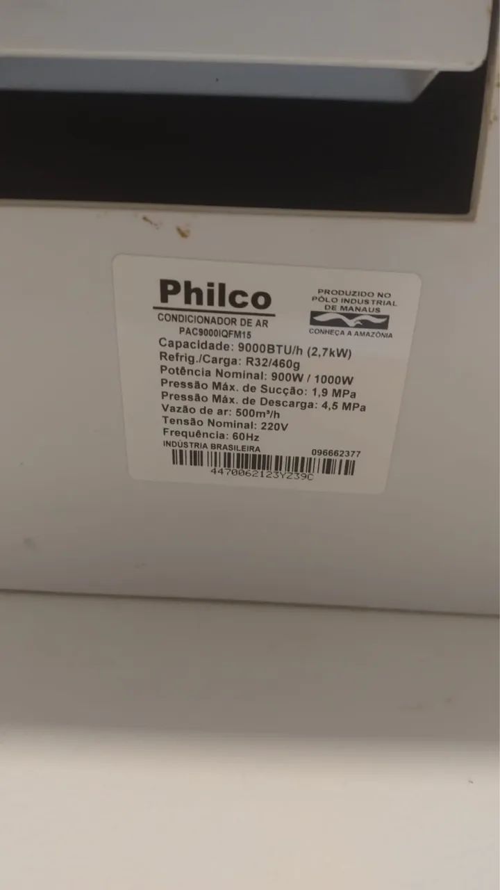 AR CONDICIONADO PHILCO 9K BTU