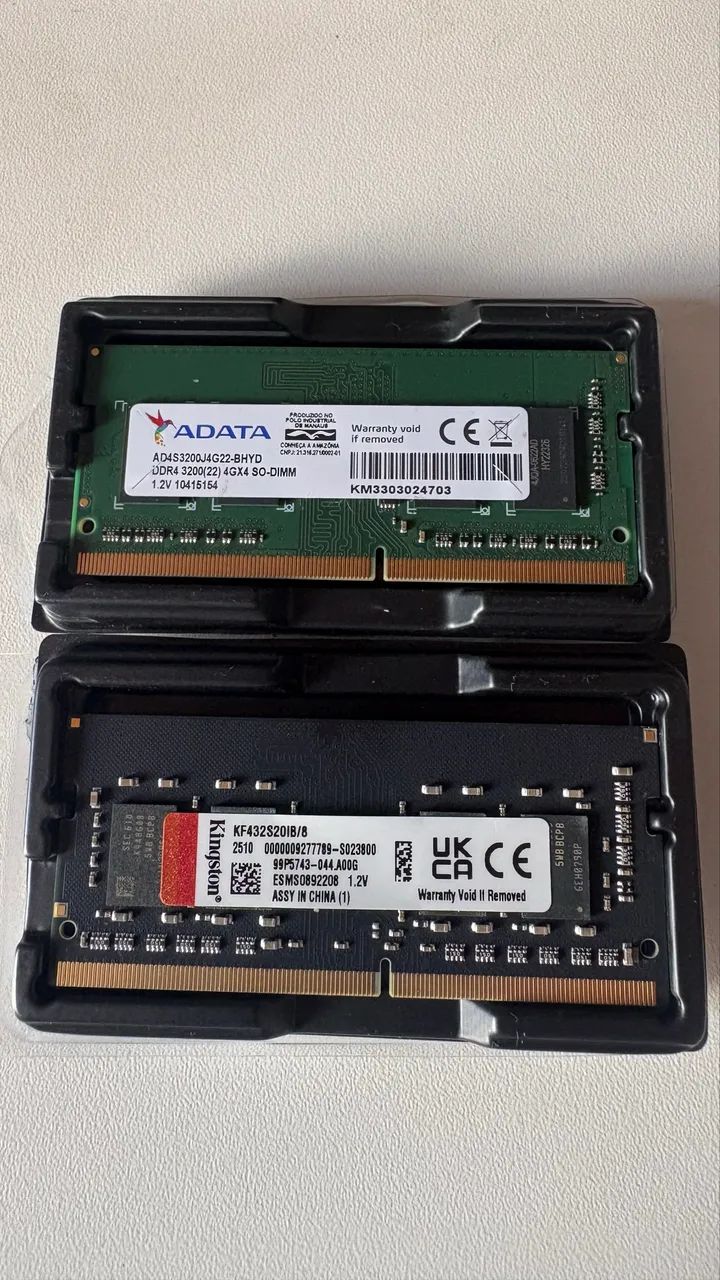 Memória RAM 8Gb Fury + RAM 4Gb Adata