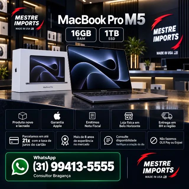 MacBook Pro M5 14 polegadas 16GB 1 TB SSD Space Black