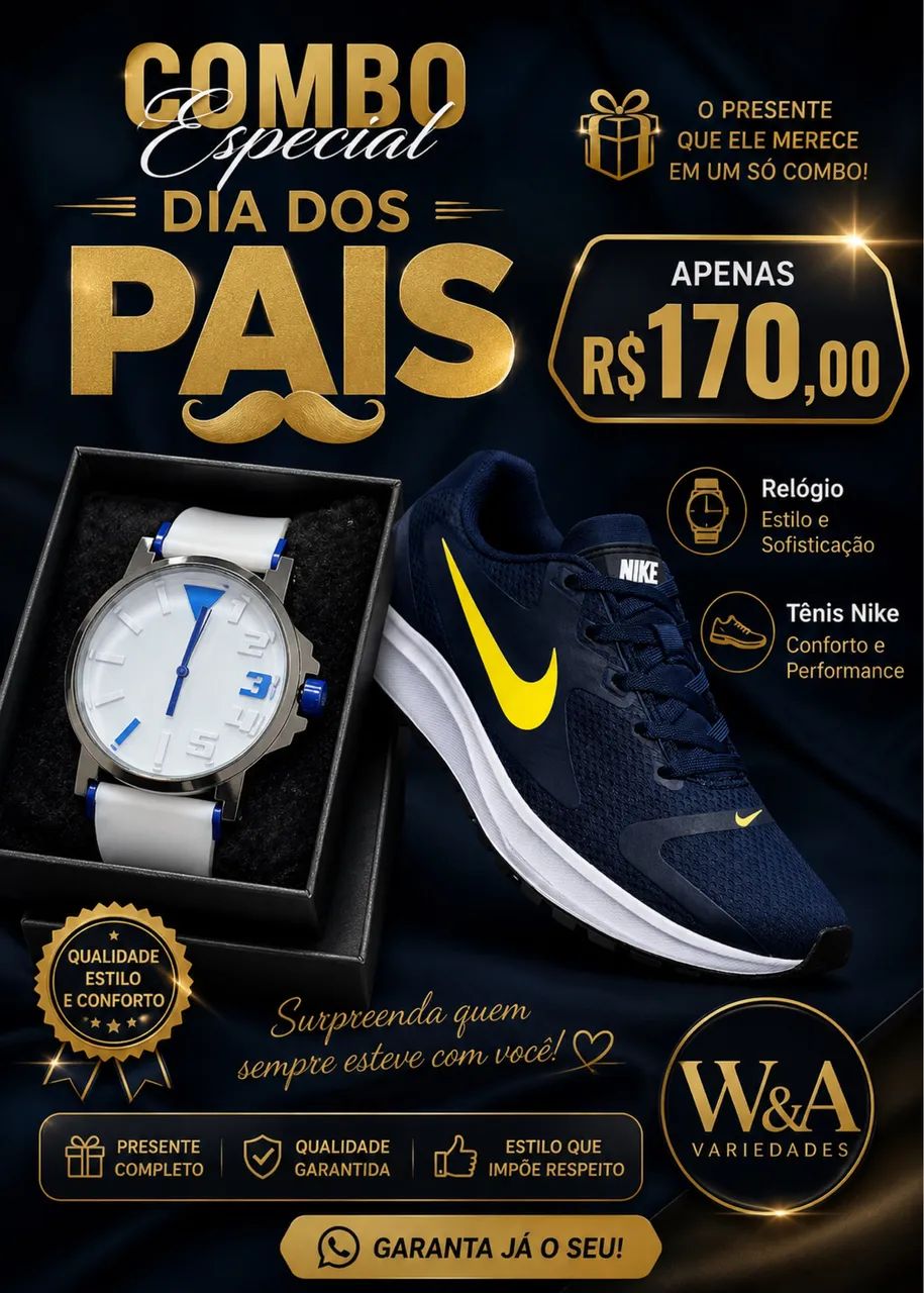 Kit relógio + tênis 