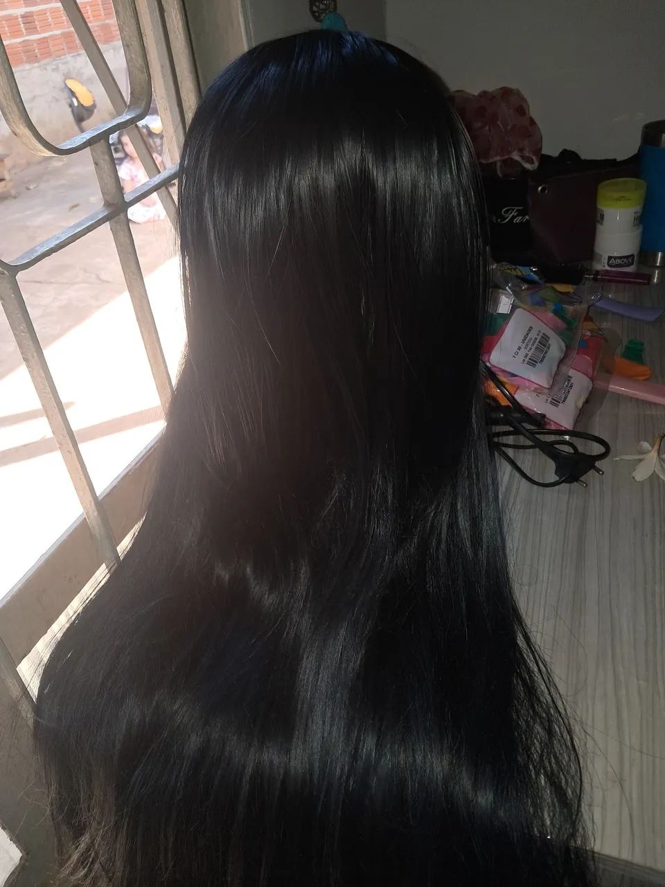 Peruca fibra orgânica + touca