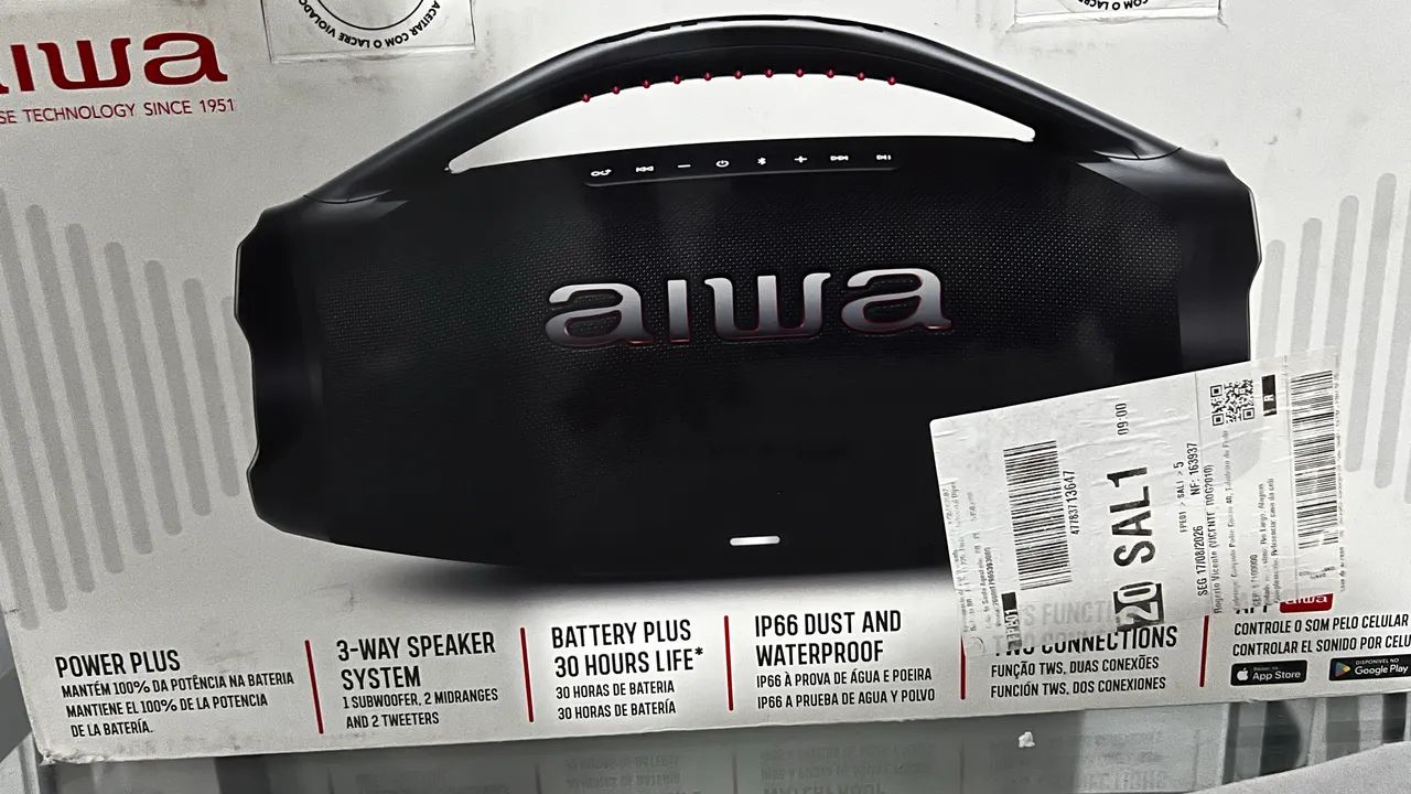 Caixa de Som Aiwa Boombox 200W - Nova c/ Nota e Caixa - Foto 3