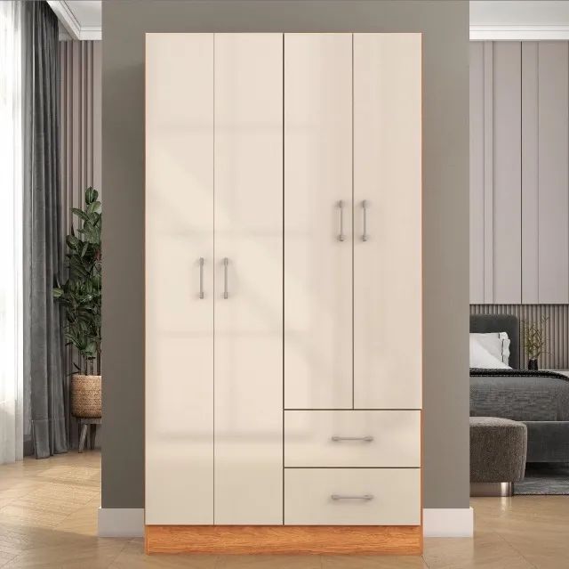 Guarda-Roupa Compacto Nevada 4 Portas Cinamomo Off White - Foto 3