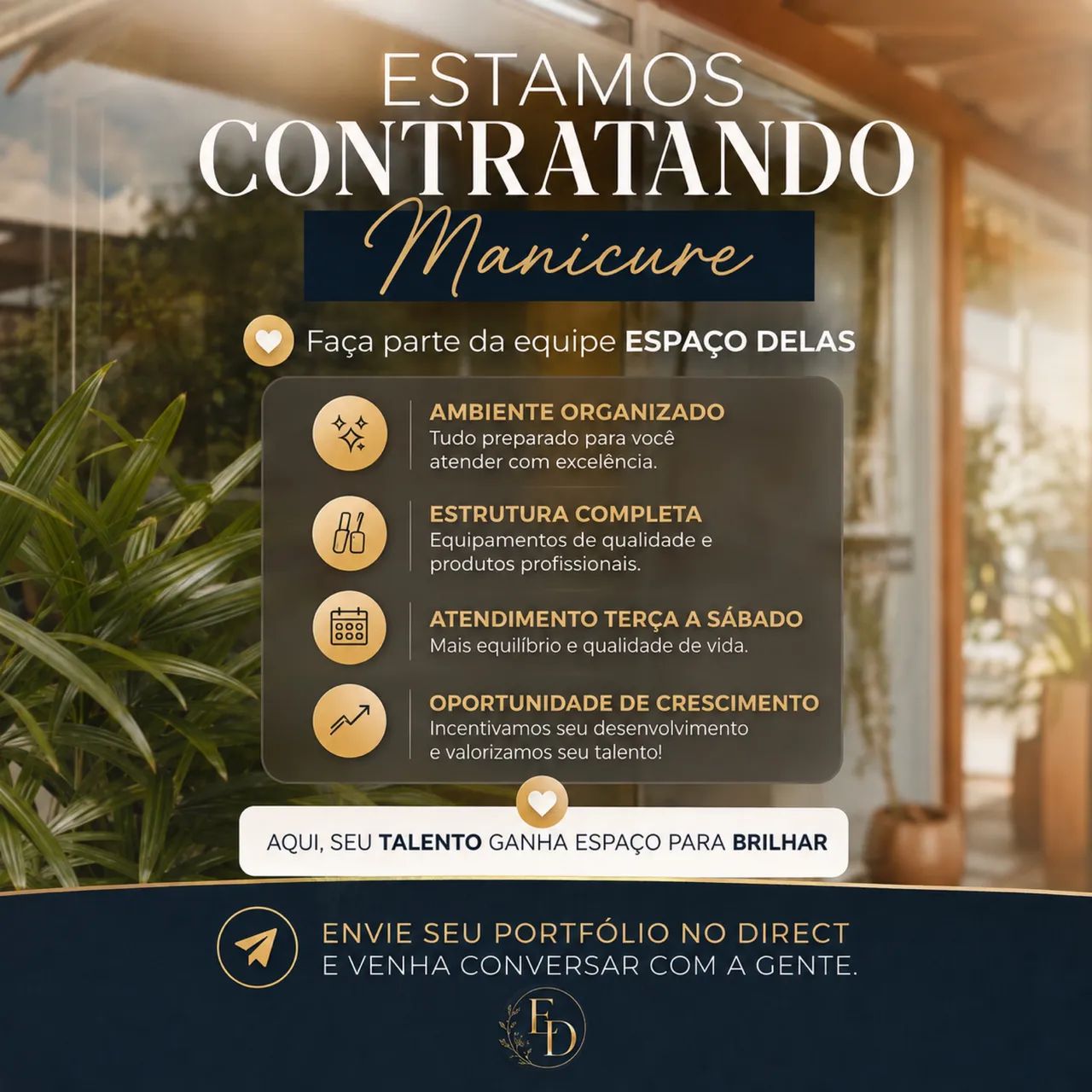 Contratamos manicure tradicional!