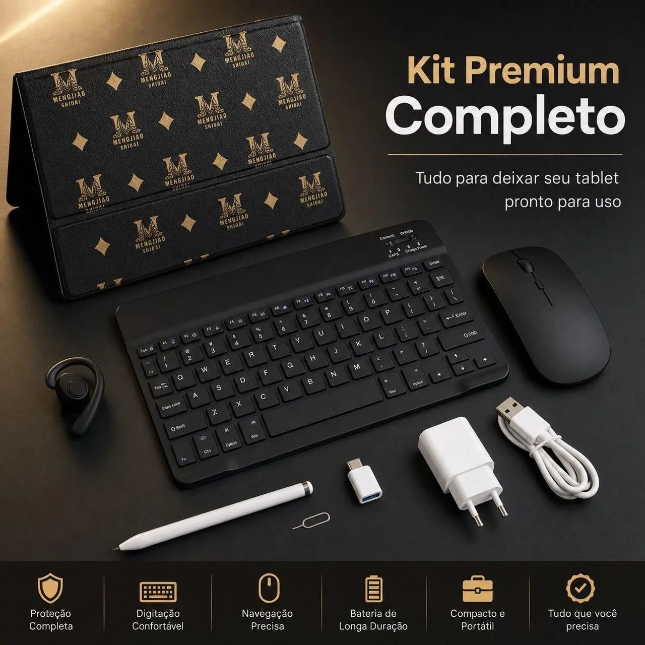 Kit Mini teclado bluetooth+ mouse bluetooth+ fone bluetooth  - Foto 3