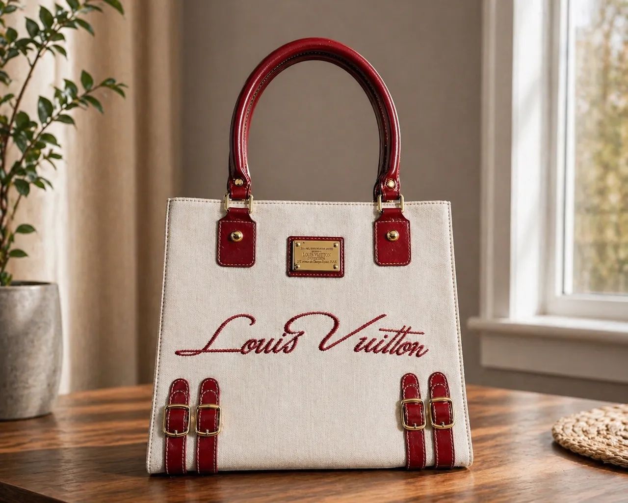 Bolsa Louis Vuitton Original Feminina Luxo Creme/Vinho Excelente Estado - Foto 5