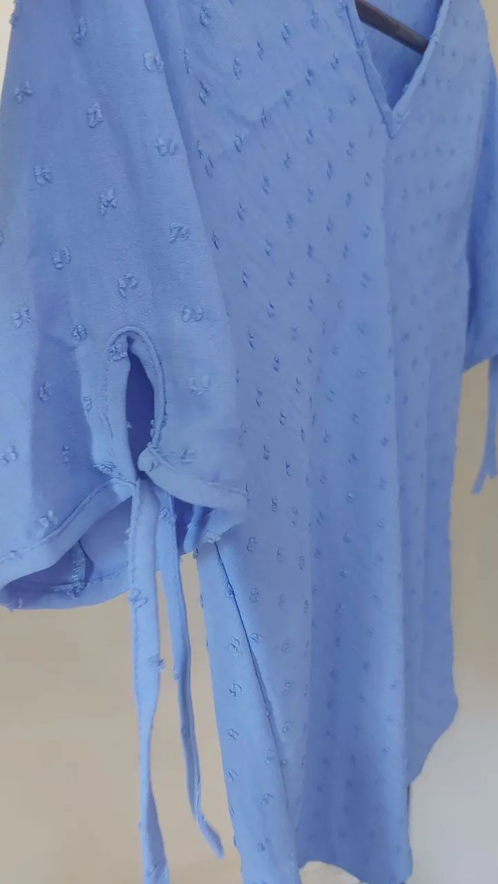 Blusa Azul Manga - Foto 2