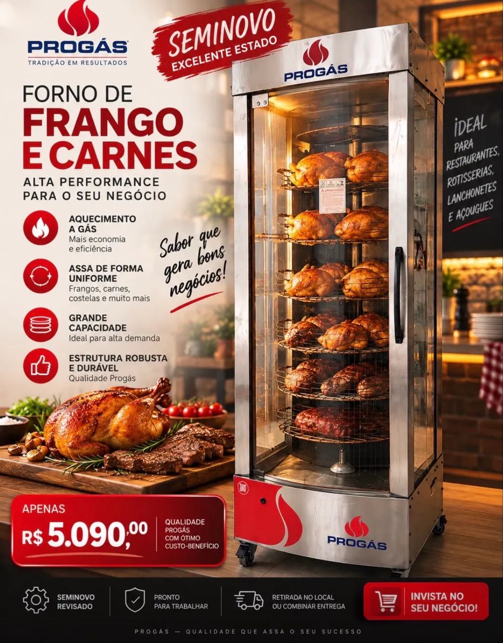 Assador de frango e carnes prof.as - Foto 3