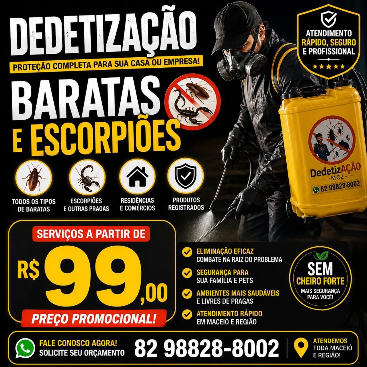 Dedetização em Maceió a partir de R$99!