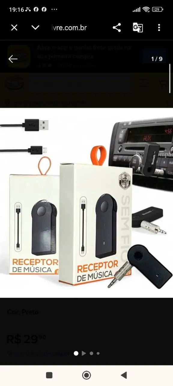 Adaptador bluetooth P2 novo