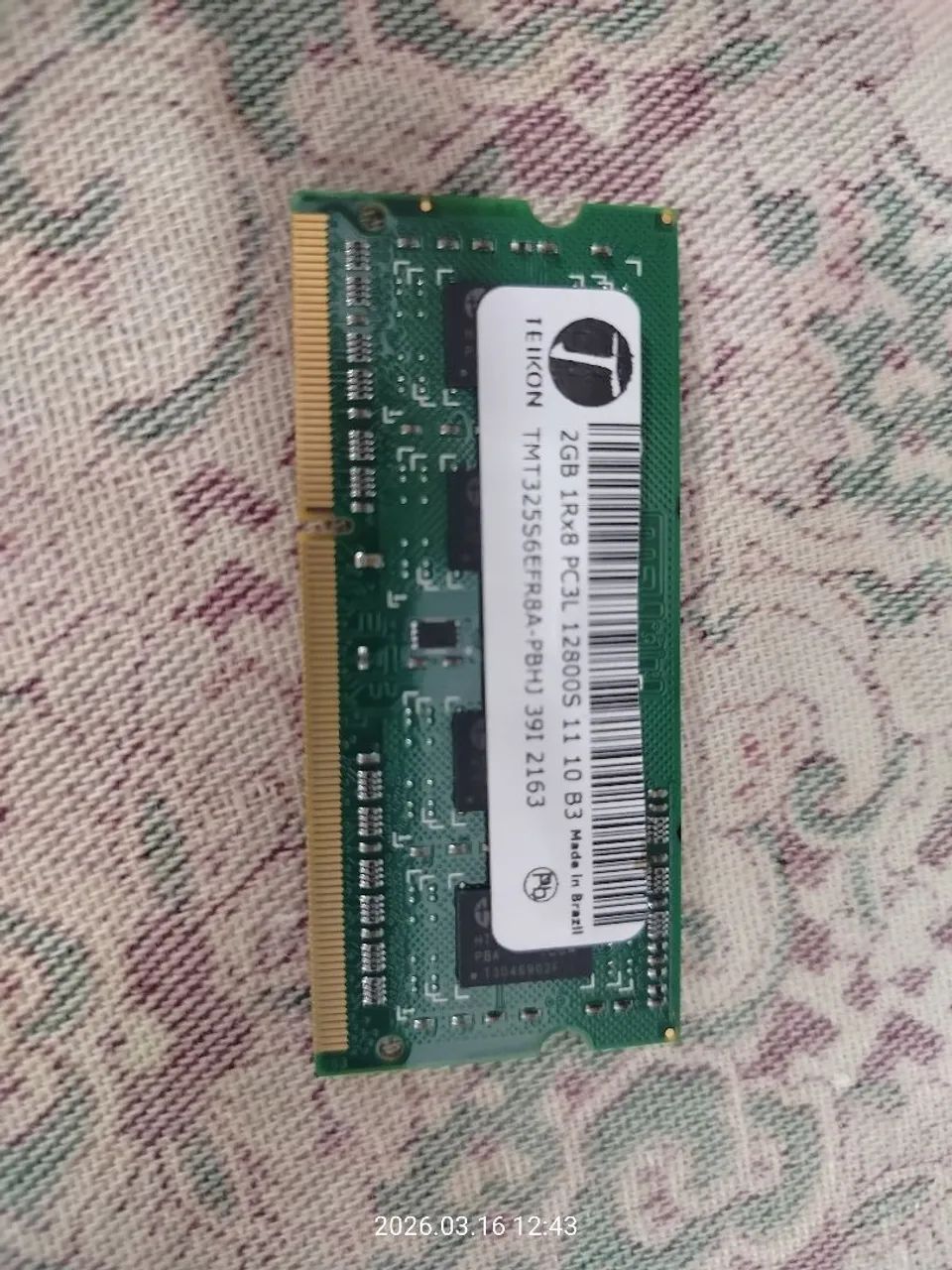 Memória ram de notebook 2 GB DDR3