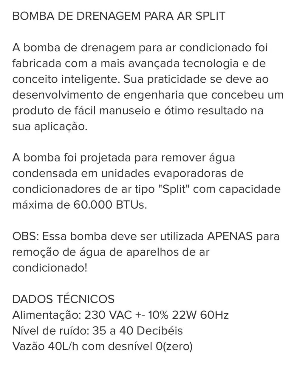 Bomba Dreno para Ar condicionado split - Foto 2