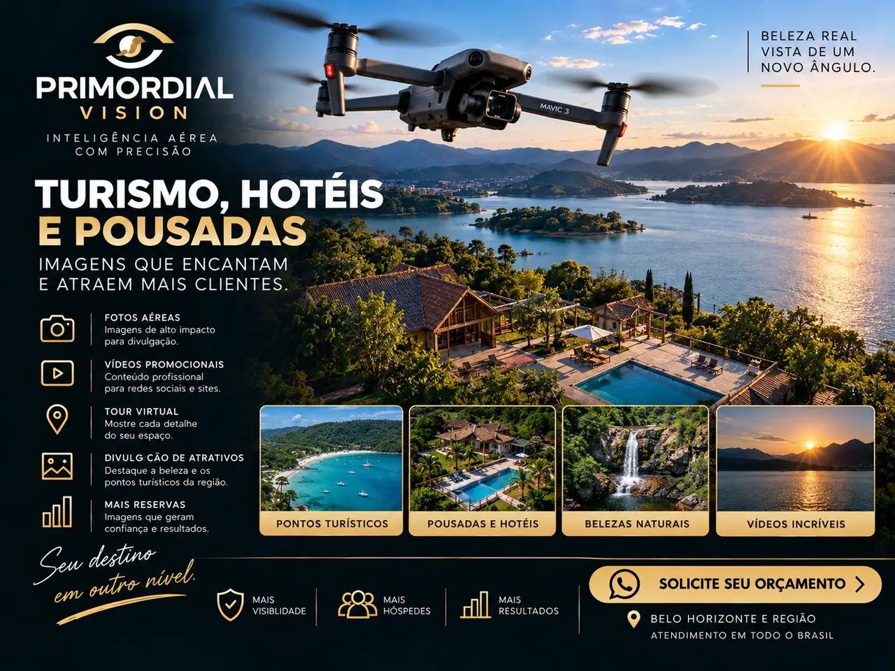 Imagens e vídeos aéreos com drone para divulgação 