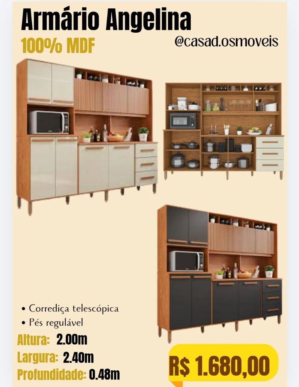 Armário Angelina 100% MDF 