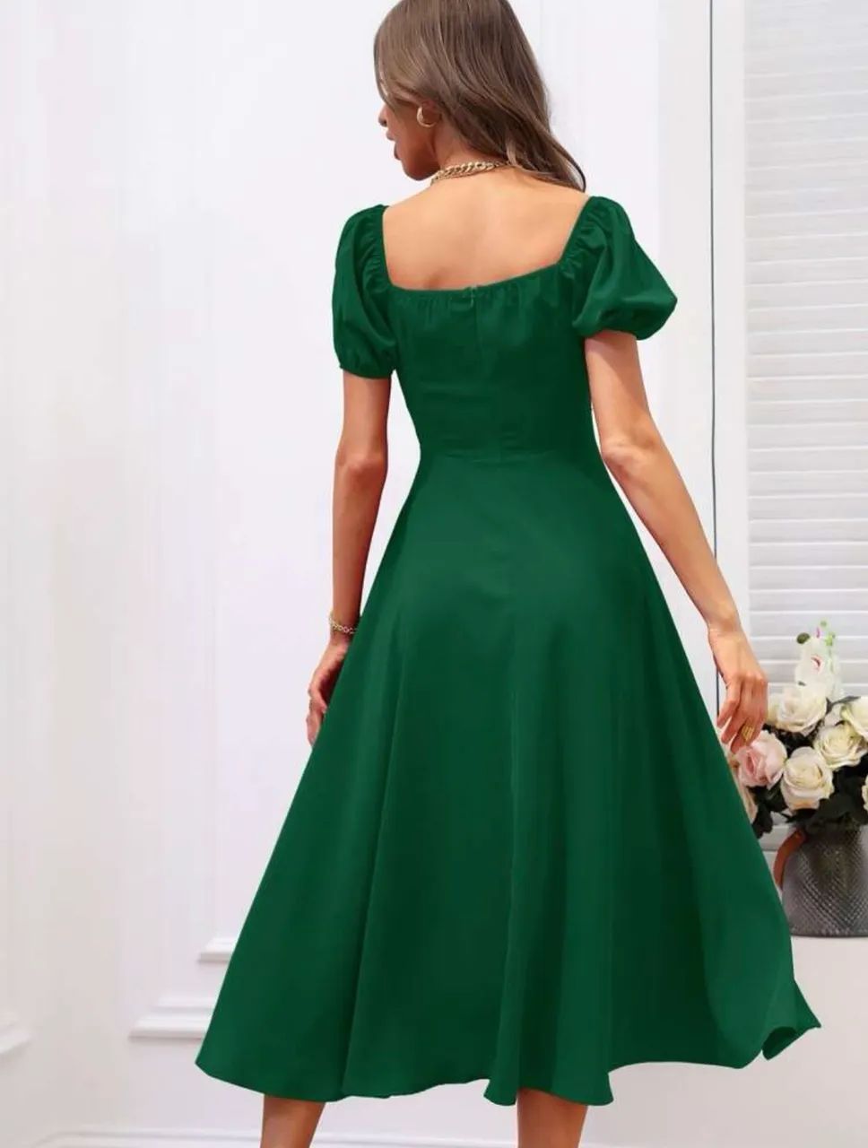 Vestido casual verde escuro - Foto 4