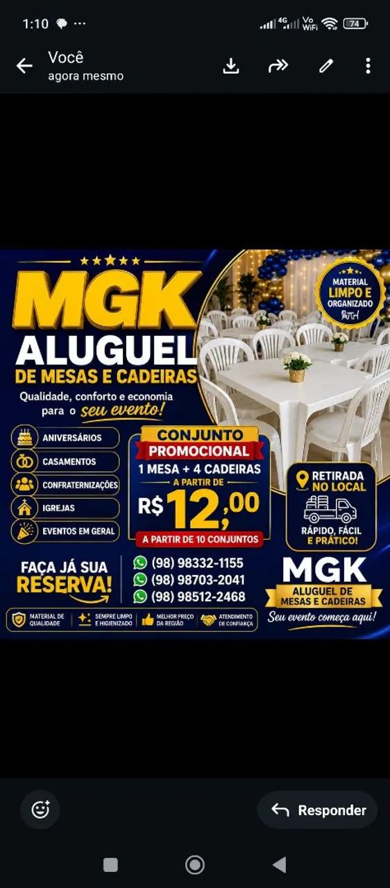 Aluguel de Mesas e Cadeiras