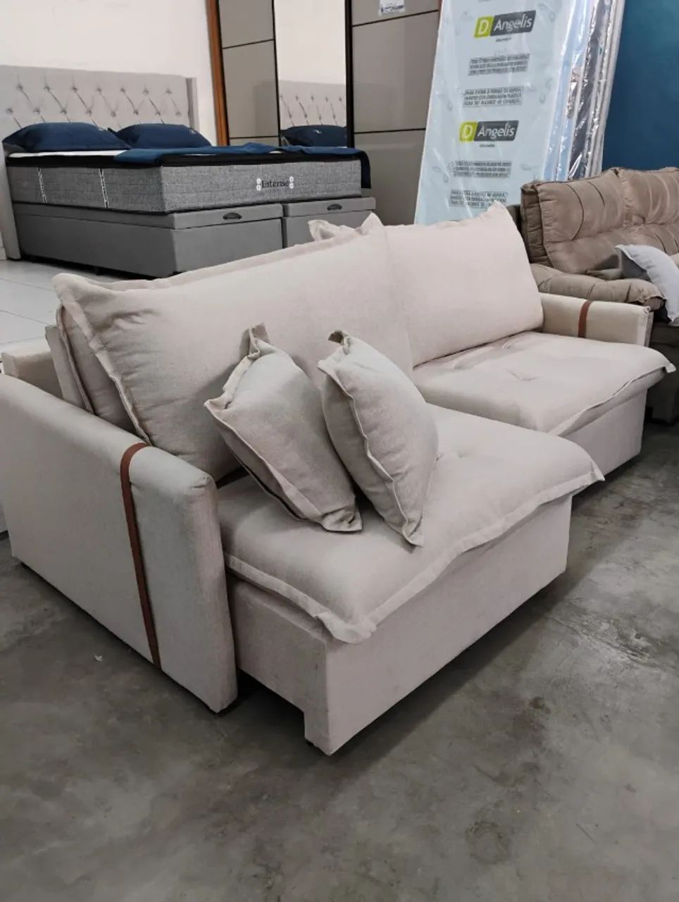 Sofá cama linho bege
