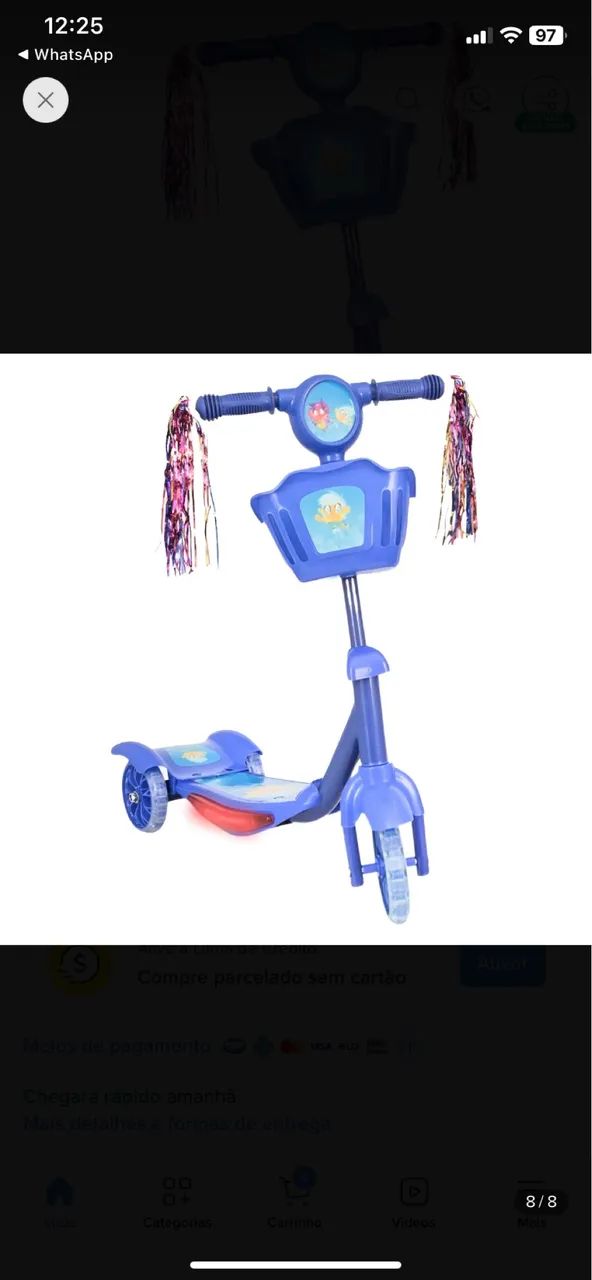 PATINET INFANTIL 3 RODAS COM LED  - Foto 5