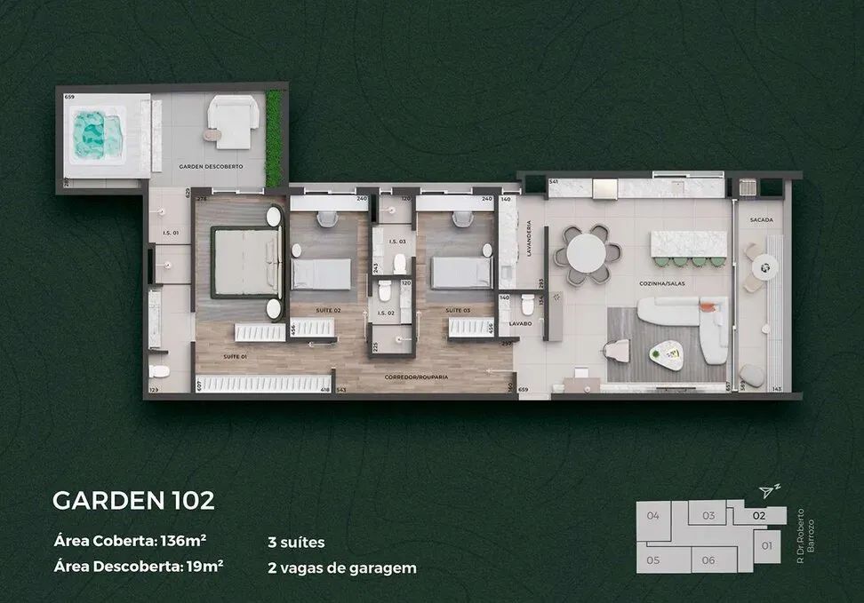 Apartamento Garden com 3 suítes nas Mercês - Foto 3
