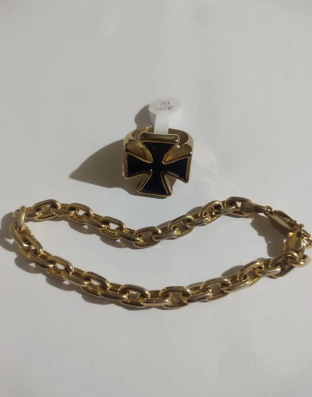 Conjunto: Anel e pulseira folheado 