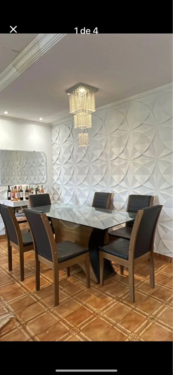 Mesa com 6 cadeira em couro  - Foto 4