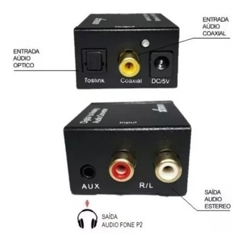 Conversor de Áudio Digital Òtico Para Analógico +Cabo Rca e Cabo Ótico 2m - Foto 3