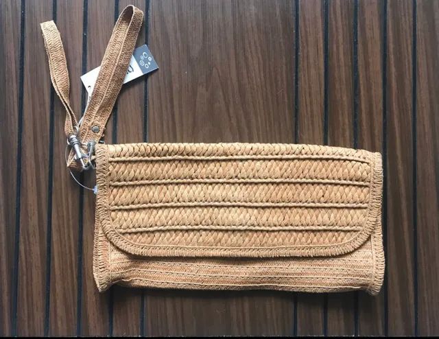 Bolsa carteira de mão em palha NOVA