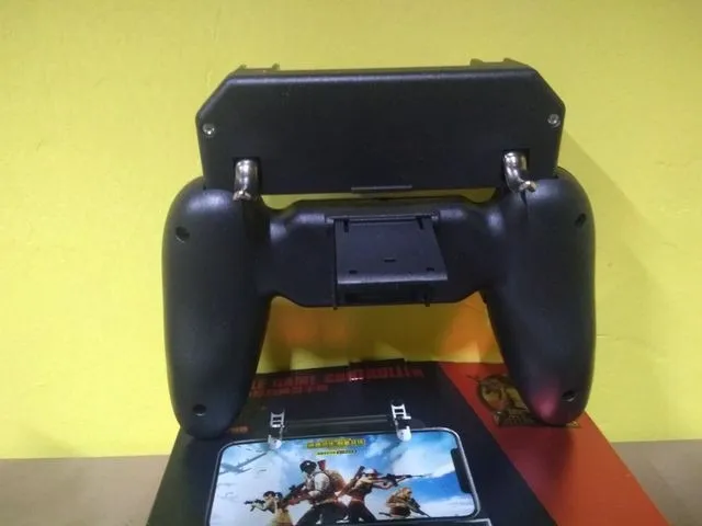 Kit 1 Gamepad Controle Suporte + 1 Par Gatilhos R1 L1 Celular Jogo Joystick  Jogo de Tiro Call Of Duty Pubg Free Fire
