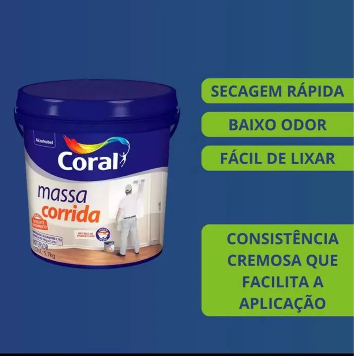 Massa corrida Coral - Rendimento de até 17m² NOVO - lacrada - Foto 2